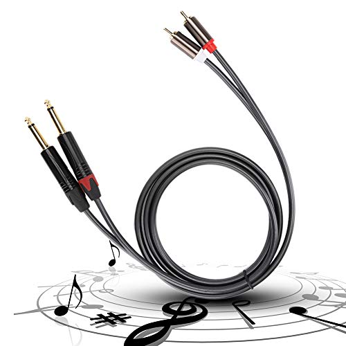 ZJchao to 1/4 Adapter, 1.5M Audio Interconnect Cord 6.35Mm Stereo to C A Phono Insert Cable Audio Wire Cords with Gold Plated Plugs for Phono Microphone Mic Mixer Amplifier