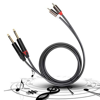 ZJchao to 1/4 Adapter, 1.5M Audio Interconnect Cord 6.35Mm Stereo to C A Phono Insert Cable Audio Wire Cords with Gold Plated Plugs for Phono Microphone Mic Mixer Amplifier