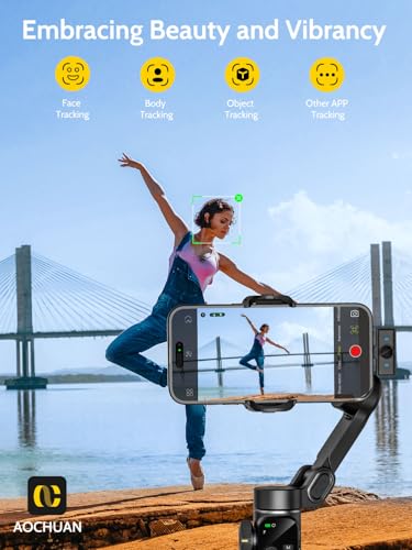 AOCHUAN 3-Axis Gimbal Stabilizer for iPhone with Lavalier Mic(V8 Mic Kit) - color: Black, size: Smart V8 Mic Kit