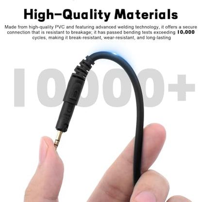 Replacement ATH-M50x Cable Compatible with Audio-Technica ATH-M50x, ATH-M40x, ATH-M70x, ATH-M60x Headphones, 2.5mm to 3.5mm(1/8") Audio Cord with 6.35mm(1/4") Adapter (6.6FT) - size: 6.6FT