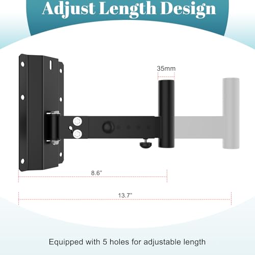ForoGore Heavy Duty PA Speaker Mount Bracket Support up to 110lbs Adjustable Speaker Mount Extension Arm Swivel & Tilt, 2 Pack Black