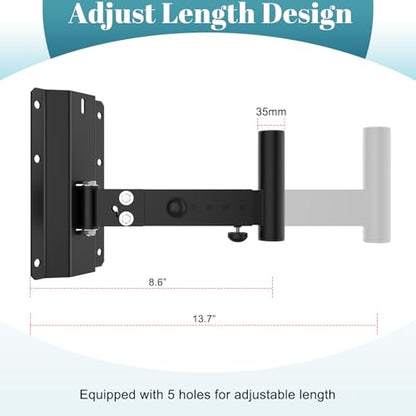ForoGore Heavy Duty PA Speaker Mount Bracket Support up to 110lbs Adjustable Speaker Mount Extension Arm Swivel & Tilt, 2 Pack Black