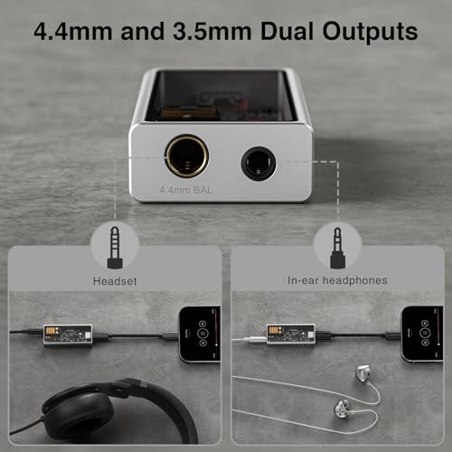 Questyle M15C Portable Headphone Amplifier USB-C Adapter | 3.5mm and 4.4mm Outputs DAC,PCM 384kHz/32bit | DSD256,High Resolution Lossless Audio Adapter for Android/iOS System/PC