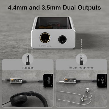 Questyle M15C Portable Headphone Amplifier USB-C Adapter | 3.5mm and 4.4mm Outputs DAC,PCM 384kHz/32bit | DSD256,High Resolution Lossless Audio Adapter for Android/iOS System/PC