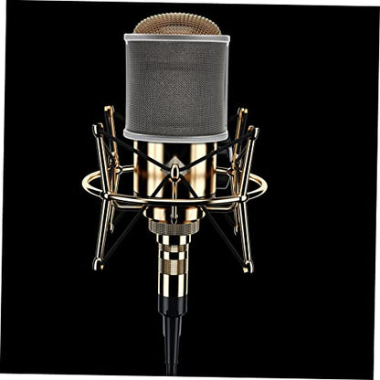 Microphone Pop Filter Silver Metal Mesh Screen for Singing Use | Elastic Band and Inner Rubber Ring, Layered Plastic Cotton Metal Build, Easy to Assemble, Suited to Speech