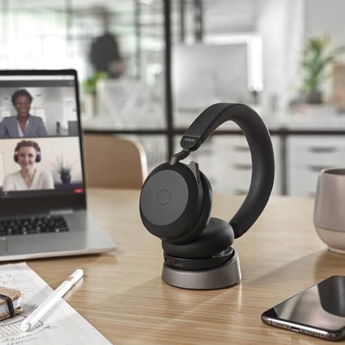 Jabra Evolve2 75 PC Wireless Headset with Charging Stand and 8-Mic Technology - Dual Foam Stereo Headphones with Advanced Active Noise Cancelling, USB-C Bluetooth Adapter and UC Compatibility - Black - size: USB-C Dongle, style: All Platforms