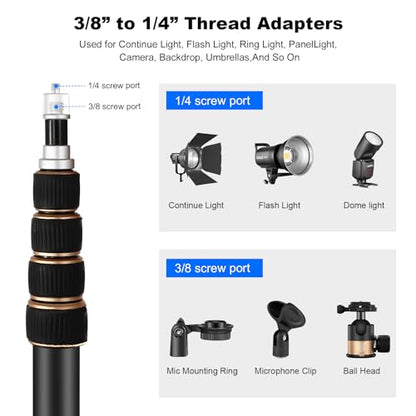 Soonpho Extendable Photography Light Stand 8.5ft Aluminium Alloy Tripod Light Photography with 180° Reversible Leg Travel Compact Tripod Maximum Height 102"/260cm for Continute Output Lighting - color: Black-Orange