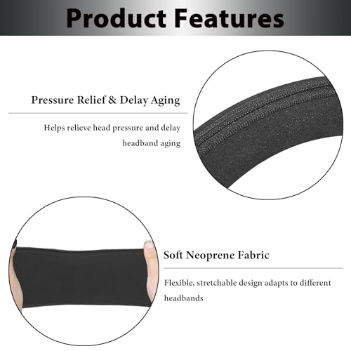 Adhiper Headphone Headband Cover Replacement Band Cushion for Audio-Technica ATH-M Series, Sony, Bose, Skullcandy, JBL, HyperX Headsets, Headband Protector Elastic Fabric with Zipper - 240 * 84mm