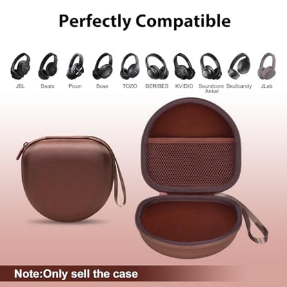 Headphone Headset Case for Beats Studio Pro Solo 4/JLab JBuds Lux ANC/JBL/TOZO/BERIBES/Picun/KVIDIO Noise Cancelling Over-Ear Foldable Headphone, Brown - color: Brown