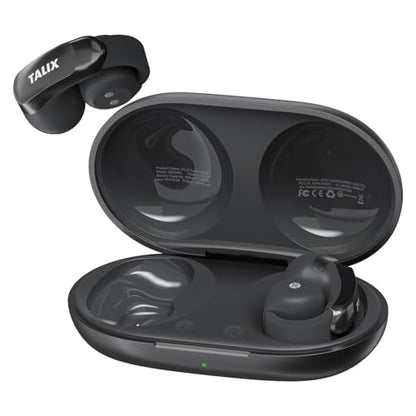 TALIX Open Ear Clip-On Wireless Bluetooth Earbuds AuraHalo G1, Black | 4-Mic Clear Calls, Rich Bass, Roller-Inspired Design, Reduced Sound Leakage, IPX4 Water Resistant, Touch Control - color: Black