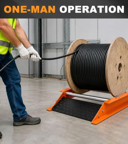 450lb Cable Drum Roller Stand,Fits 28" Reel,Heavy Duty Wire Spool Dispenser | Steel Frame,Rustproof Coat,No Assembly,Portable Handle,6 Adjustable Positions,Loading Ramp,for Industrial Electrical Home Use