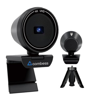 4K USB Webcam for Desktop Laptop, Auto Focus 85° Wide Angle Camera with Built-in Speaker, Dual Noise Cancelling Mics & Privacy Cover, Plug and Play