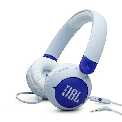 JBL Junior 320 Kids Headphones, Wired, Volume-Limited - Blue | Designed For School And Travel With Built-In Mic, Foldable Design, 3.5Mm Jack, Comfortable Fit And Customizable Stickers - color: Blue