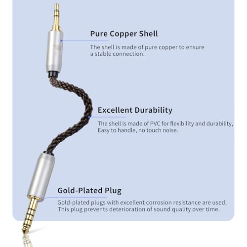 3.5MM Male to 2.5MM Male Ultra Short Hifil Male to Male AUX Audio Cable OFC Pair Recording Cable Wire-Breakage-Prevention Design Adoption of 8-Core Braided Structure 5.82 inch - size: 3.5MM Male - 2.5MM Male