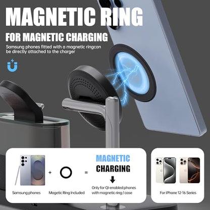 Magnetic Charger for Samsung, 5 in 1 Wireless Charging Station for Samsung Galaxy S25 Ultra/S24/S23/S22, Galaxy Watch 8/7/6/4/5, Galaxy Buds/Pro, Upgraded Version - color: Black-Upgraded Version