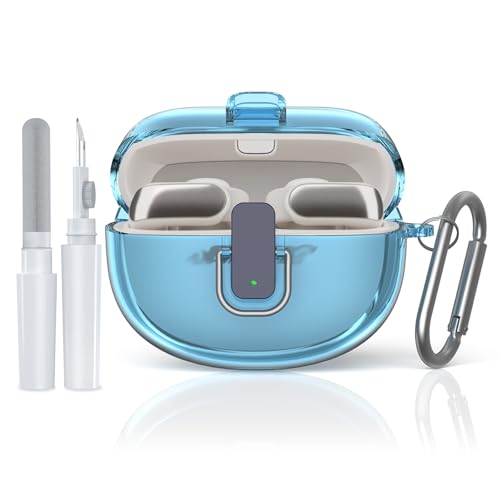 [Secure Lock] TUDIOW for Bose Ultra Open Earbuds Case(2024) | Clear TPU Shockproof Protective Cover for Bose Open Ear Wireless Earbuds Accessories with Cleaning Kit & Keychain(Clear Blue) - color: Clear Blue