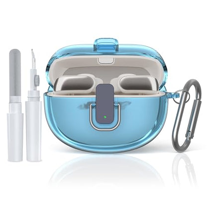 [Secure Lock] TUDIOW for Bose Ultra Open Earbuds Case(2024) | Clear TPU Shockproof Protective Cover for Bose Open Ear Wireless Earbuds Accessories with Cleaning Kit & Keychain(Clear Blue) - color: Clear Blue