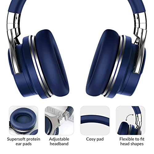 Million Sold 10 Years Classic E7 Active Noise Cancelling Headphones with Upgraded Noise Cancellation, Bluetooth Headphones Wireless with HD Sound Vivid Deep Bass, for Home Office Travel Gift Pcs - color: Navy, style: E7 Wireless Active Noise Cancelling He