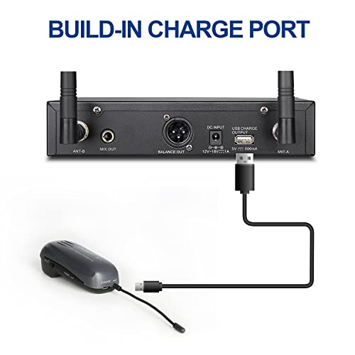 SGPRO Saxophone Wireless Microphone Professional Gooseneck Clip-on Mic with Preset EQ & ECHOs, 262 Ft Transmission and Rechargeable Transmitter, for Soprano, Tenor, Alto, and Baritone Saxophone | Clip-on mic, EQ and echo, 262 ft range, Rechargeable, 4.5 h