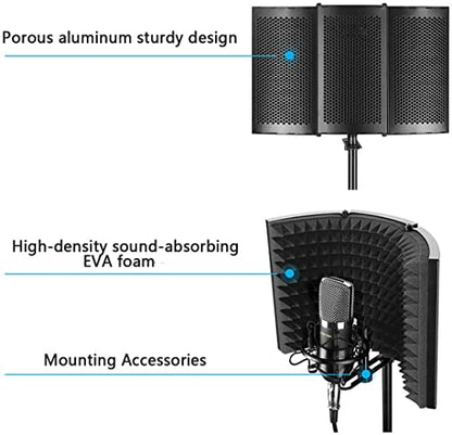 Microphone Soundproof Cover, For The Microphone Of The Recording Studio, Windscreen, Anti-spray Mesh Cover, Sound-absorbing Cover, Noise-proof, Three-door Noise Reduction Panel, Sing 3d Surround Music