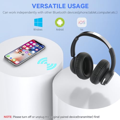 ANSTEN Wireless Headphones for TV Watching,TV Headphones Wireless | Universally Compatible Transmitter Charging Base Over Ear Headset No Delay 35 Hrs Audio Playtime Plug n Play for Seniors