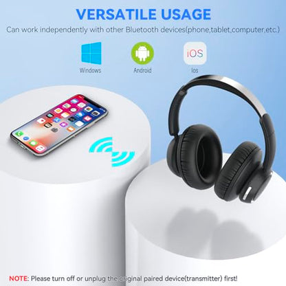 ANSTEN Wireless Headphones for TV Watching,TV Headphones Wireless | Universally Compatible Transmitter Charging Base Over Ear Headset No Delay 35 Hrs Audio Playtime Plug n Play for Seniors