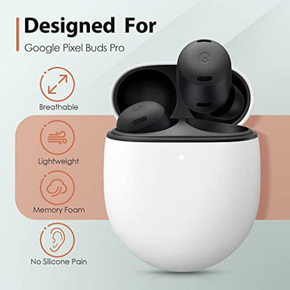 Memory Foam Tips for Google Pixel Buds Pro, Anti-Slip Replacement Ear Tips for Google True Wireless Earphones，Fit in The Charging Case, Perfect Noise Cancellation, 3 Pairs (Large, Black) - size: Large