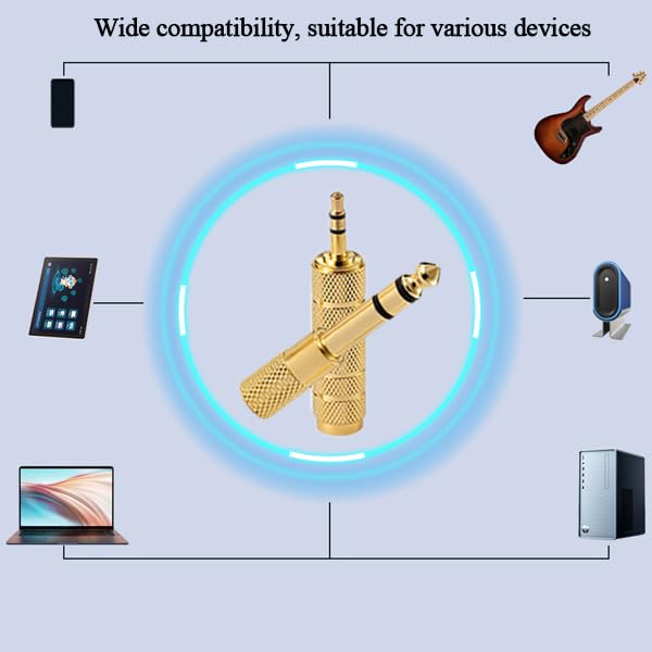 Headphone Adapter 6.35mm Male to 3.5mm Female Stereo Audio Aux Adapter 3.5mm to 1/4 Adapter Headphone Jack Adapter for Guitar Amplifier, Headphone, 4 Pack
