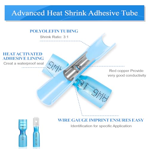 320PCS Heat Shrink Wire Connectors, Blade/Spade Terminals | Male & Female Quick Disconnect Crimp Terminals for Marine & Electrical Wiring