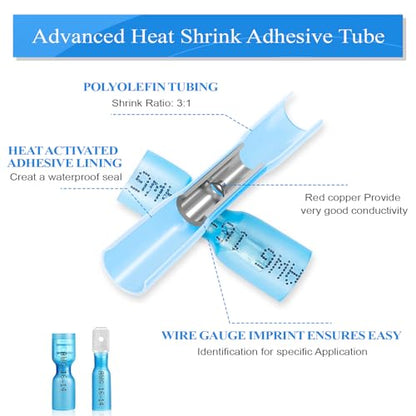 320PCS Heat Shrink Wire Connectors, Blade/Spade Terminals | Male & Female Quick Disconnect Crimp Terminals for Marine & Electrical Wiring