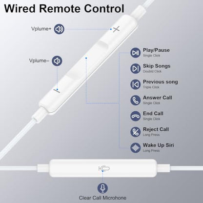 Wired Ear Buds Compatible for iPhone 14 Plus/14 Pro Max/13/12/11/XR/XS/X/8/7/Pro Max,Wired Earphone Headphones with Lightning Connector Built-in Microphone & Volume Control Headsets,Noise Isolation