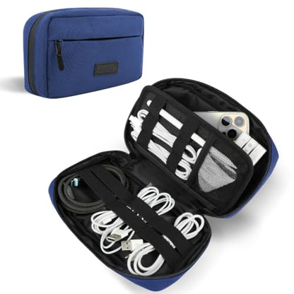 GOX Travel Cable Organizer Bag, Small Tech Pouch for Electronics, Navy - color: Navy
