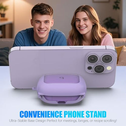 Protective Cover for Beats Powerbeats Pro 2 Case with Secure Lock & Phone Stand, Shockpoof Protection Clear Case Compatible with Beats Powerbeats Pro2 Earbuds with Cleaner Kit & Keychain (Purple) - color: Purple
