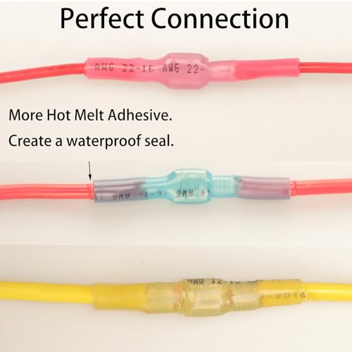 112pcs Heat Shrink Spade Connectors Kit, Waterproof Male & Female Spade Wire Connectors, Marine Grade Heat Shrink Crimp Connectors, Electrical Terminals