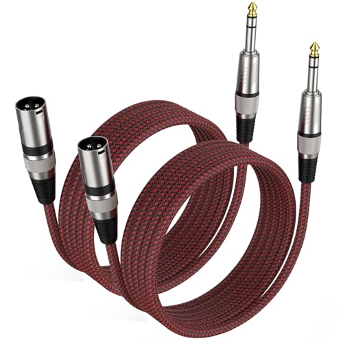BIFALE 1/4'' TRS to XLR Male Cable - 6 FT 2Pack, Balanced Mic Cable for Power Speaker, Mixer, Amplifier and More - size: 6FT 2Pack, style: TRS/XLR Male
