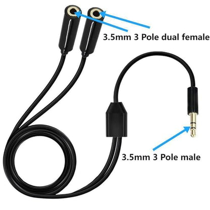 Headphone Audio Splitter 3.5mm 1 Male to 2 Female Cable 31.5inch | 3.5mm TRS Y Splitter Cable Gold-Plated Stereo Jack for Laptop Smartphone PC Mp3/4 Earphone Speaker 0.8m