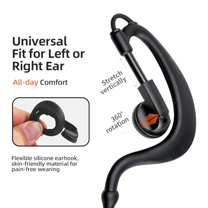 2-Pack K-Type Radio Earpiece Compatible with Baofeng UV-5R | 2-pin headset with mic, flexible earhook and orange PTT; fits UV-82, BF-888S, BF-F8HP, H-777, RT21 and select Kenwood radios