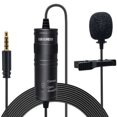 5 CORE Microphone Professional Lavalier Mic Wearable Omnidirectional Condenser 3.5mm Body Lapel Smartphone Camera Recording Microfono - CM 001