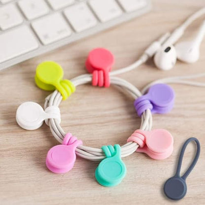 Magnetic Silicone Cable Organizer for Earphones and Data Cables, Cord Management Clip for USB and Headphones