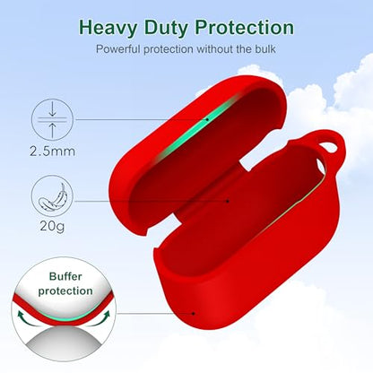 for AirPods 2nd/1st Case Silicone Cover, Red | Compatible with Apple AirPods 2nd/1st (2019/2016) Generation with Keychain & Cleaner Kit, Wireless Charging Compatible - color: Red