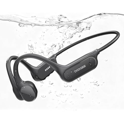 Bone Conduction Headphones IP68 Waterproof Headphones for Swimming, Open-Ear Underwater Swimming Earbuds Bluetooth 5.4 32GB MP3 10H Battery for Sport Running Fitness(DGERY) - color: DGREY