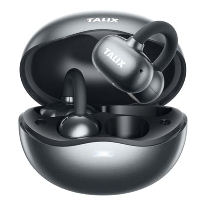 TALIX Ultra Open Ear Earbuds X6, Clip-On Headphone with Directional Sound, Ultra-Light Comfort Fit, Bluetooth 5.4 Wireless Earbuds, 26H Playtime, Spatial Sound, for Running, Workout & Daily Use(Black) - color: Black