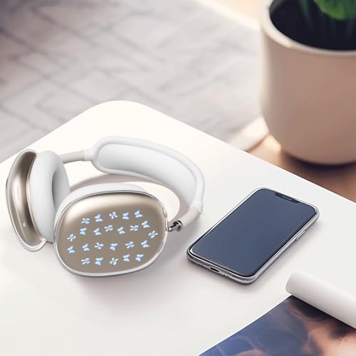 Cute Blue Butterfly Clear Case for Airpods Max Headphones Kawaii Bow Soft TPU Ear Cups Cover Anti-Scratch Silicone Ear Pad Protective Case Aesthetic Headband Cover for Apple Airpods Max - color: Blue bow butterfly 24