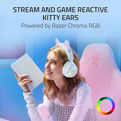 Razer Kraken Kitty V3 Pro Wireless RGB Gaming Headset, White - color: Mercury White