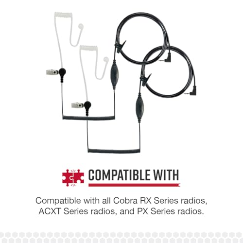 Cobra GA-SV01 2P Surveillance Walkie Talkie Headset Microphone, Black | Compatibile with All MicroTalk Two-Way Radios, Silicone Ear Tip, (2-Pack) - style: Surveillance Headset Mic - 2 Pack