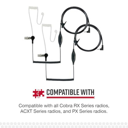 Cobra GA-SV01 2P Surveillance Walkie Talkie Headset Microphone, Black | Compatibile with All MicroTalk Two-Way Radios, Silicone Ear Tip, (2-Pack) - style: Surveillance Headset Mic - 2 Pack