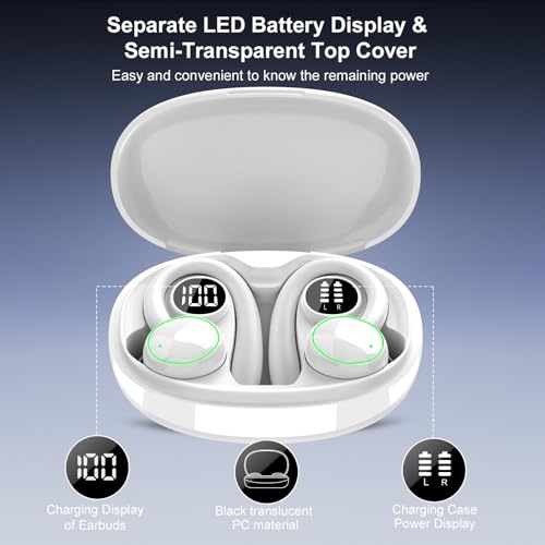 Wireless Earbuds, Bluetooth 5.4 Headphones Sport Over Ear Buds With ENC Mic | ENC Noise Cancelling Mic, 48H, Wireless Earphone With Earhooks, Stereo Deep Bass, IP7 Waterproof Headset for Workout, White - color: White