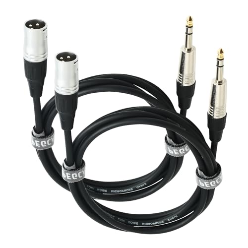 3pin XLR Male to 1/4 6.35mm TRS Jcak Cable, Balanced Mic Cord, 15ft-2Pack | Double-Shielded OFC, Gold-Plated Connectors, Low Noise,Tight Fit, For Mixer, Amp, Speaker, Microphone - size: 15 FT - 2 Pack, style: XLR Male