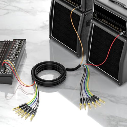 EBXYA 8-Channel 1/4 Inch TRS to TRS Snake Cables,Recording Snake Cable | 6.35mm Male Jack Stereo Audio Balanced Line for Keyboard, Amplifier, Speaker, Mixer,15 Feet 1 Pack - size: 8-Channel 15 Feet, style: TRS to TRS