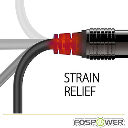 FosPower 24K Gold Plated Toslink to Mini Toslink Digital Fiber Optical S/PDIF Audio Cable with Metal Connectors & Strain-Relief PVC Jacket - 10ft | High-fidelity digital S/PDIF optical Toslink to Mini Toslink cable featuring 24K gold-plated connectors & P